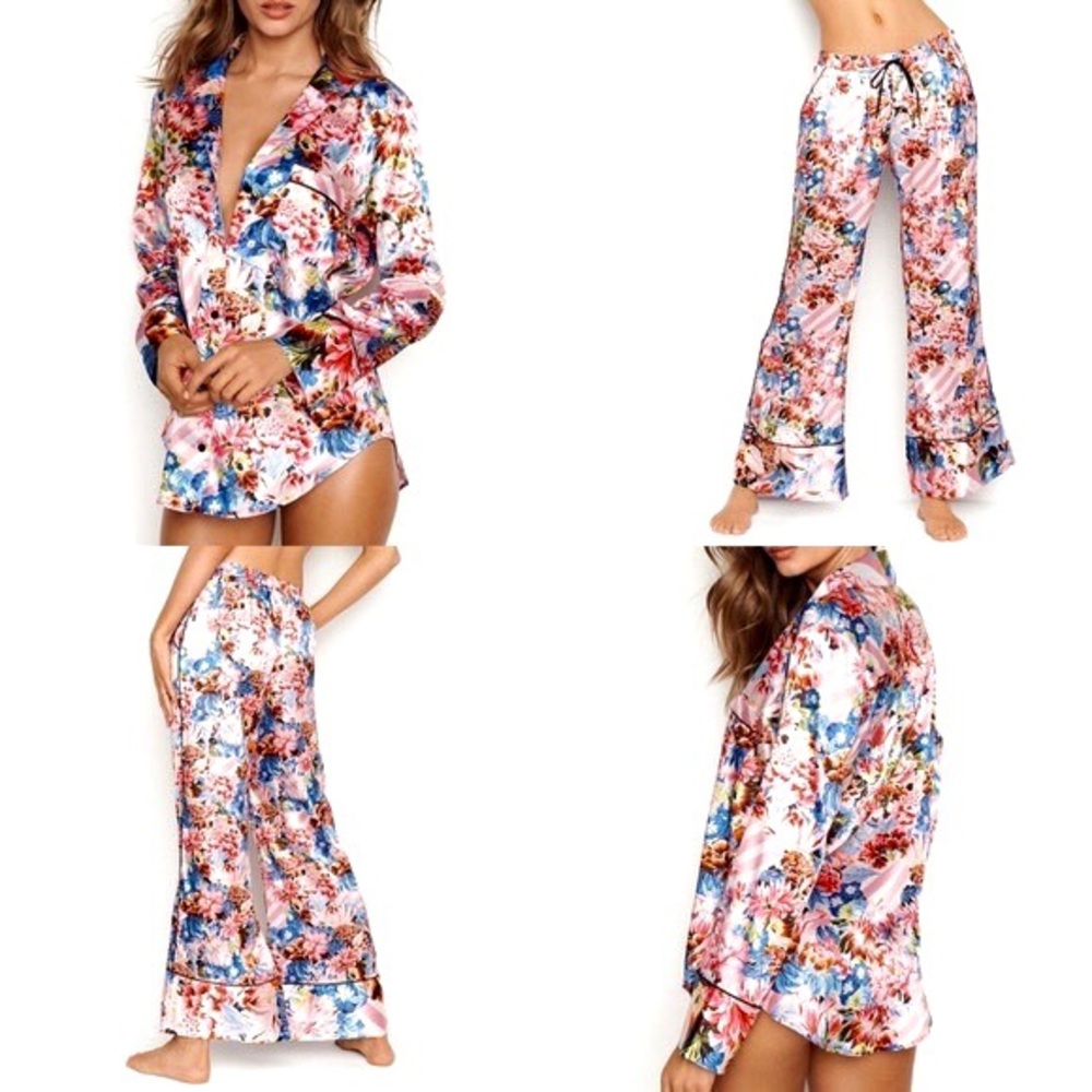 XS 2pc Vs Victoria’s Secret MARY KATRANTZOU Satin Pink Floral Pajama sleepwear